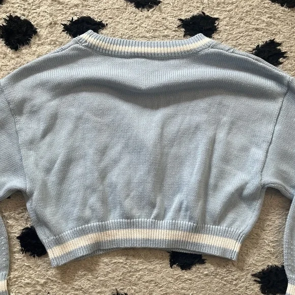 H&M size Large Light Blue Cardigan with Red NY Patch with tag - Picture 10 of 12